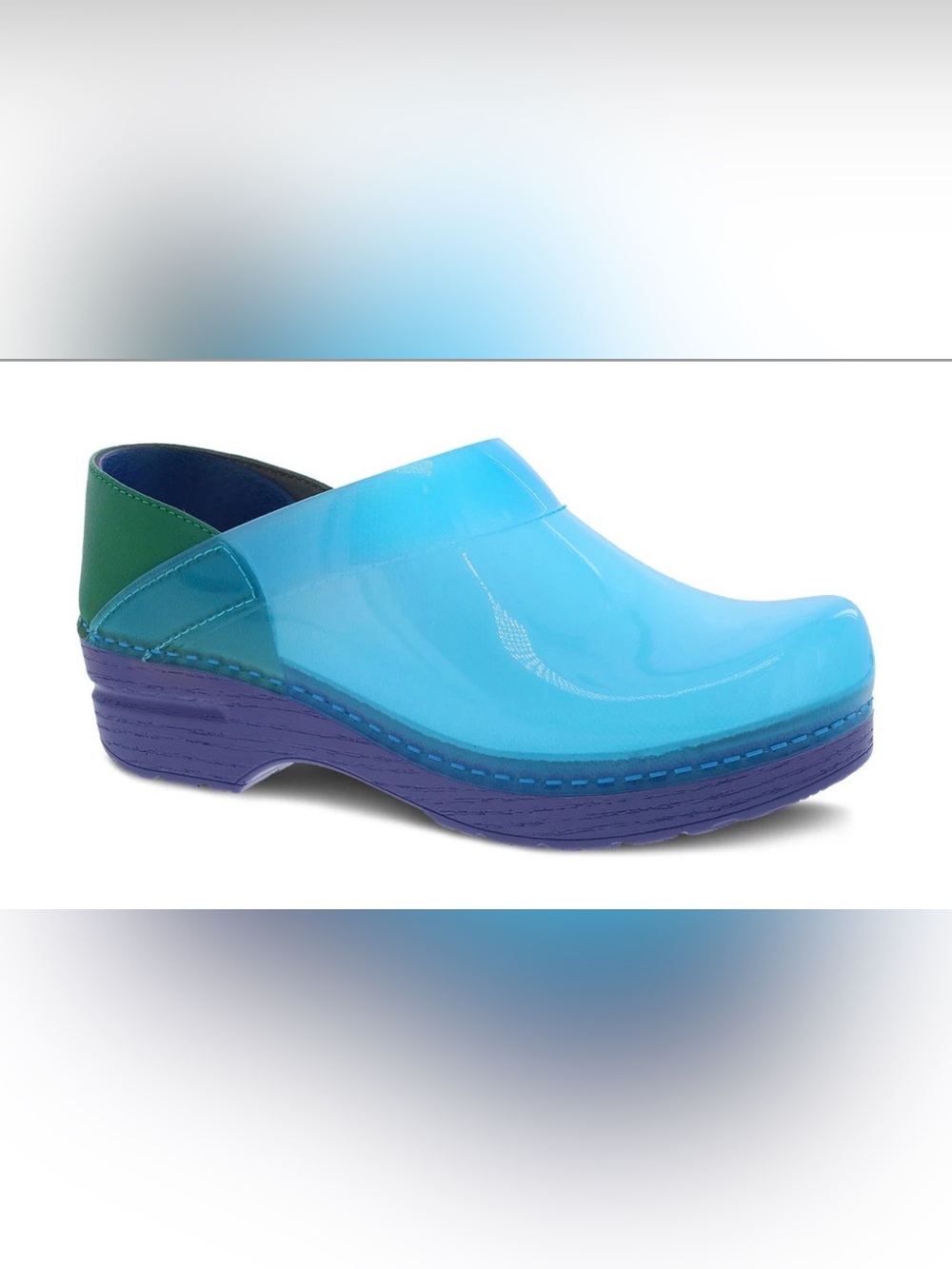 Dansko Turquoise translucent Slip-On Clogs Sz 38 NWOT